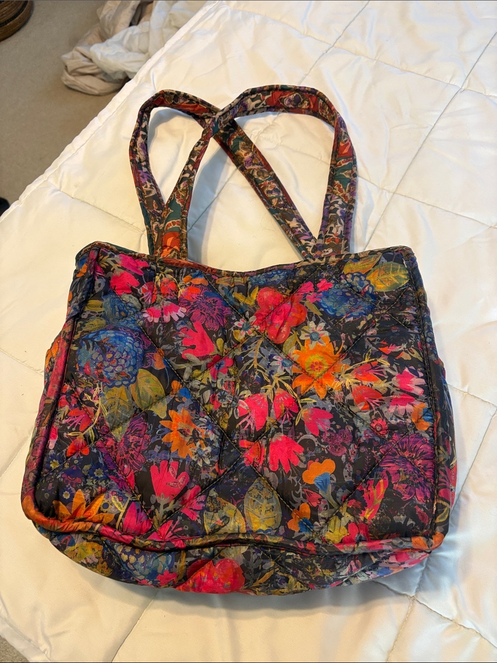 NATURAL LIFE Quilted Floral Tote in Pink, Orange, Blue